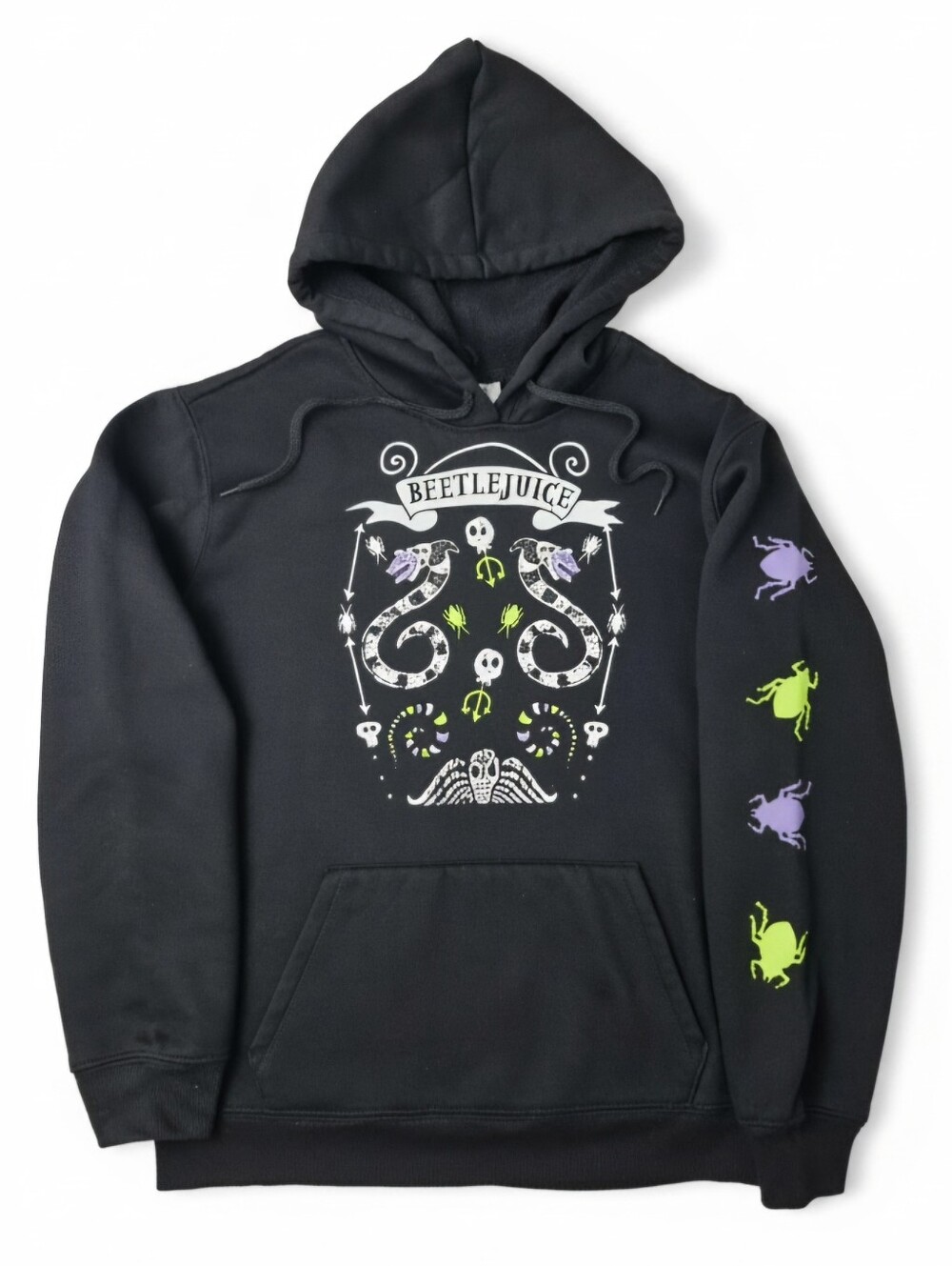 Beetlejuice Beetlejuice Sandworm Bugs Hoodie XS Black Halloween